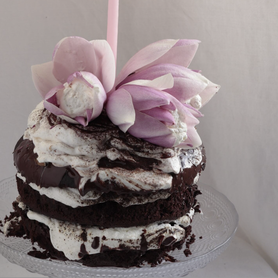 Gâteau d’anniversaire  : chocolat, patate douce & chaga 