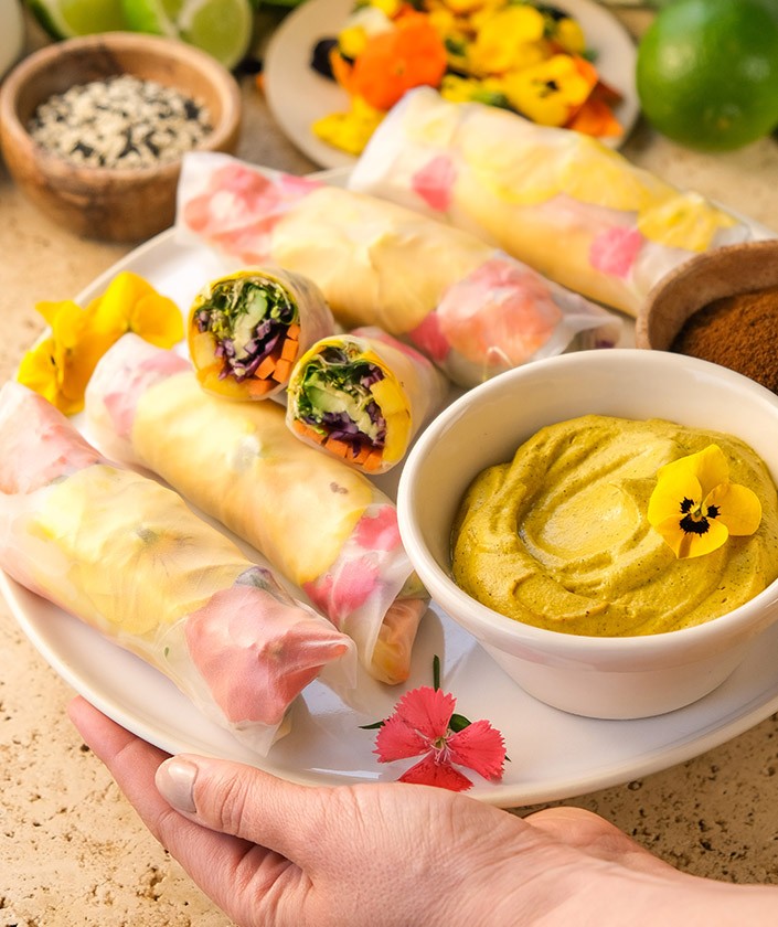 Vegan Chaga spring rolls by Eva Gaillot thefrenchcoconut